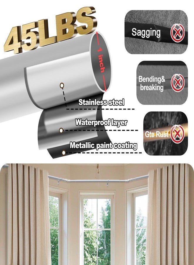EUIJOIP Foldable Industrial U Shape Curtain Rod 1" Rust-Proof Metal - 3 Sides Adjustable Rod for Corner Windows 15-53 Inch Side Rods 25-78 Inch Center Rods | 10-Year Warranty (White) - Image 4